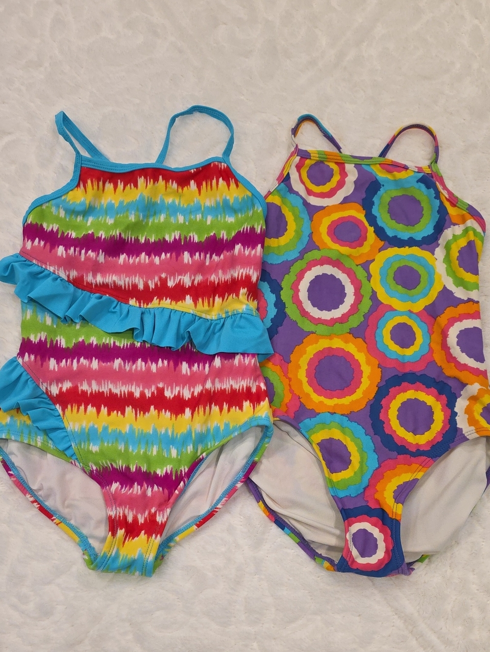 Hanna Andersson Girls' Rainbow Stripe & Circle One-Piece Swim Set - Multicolor